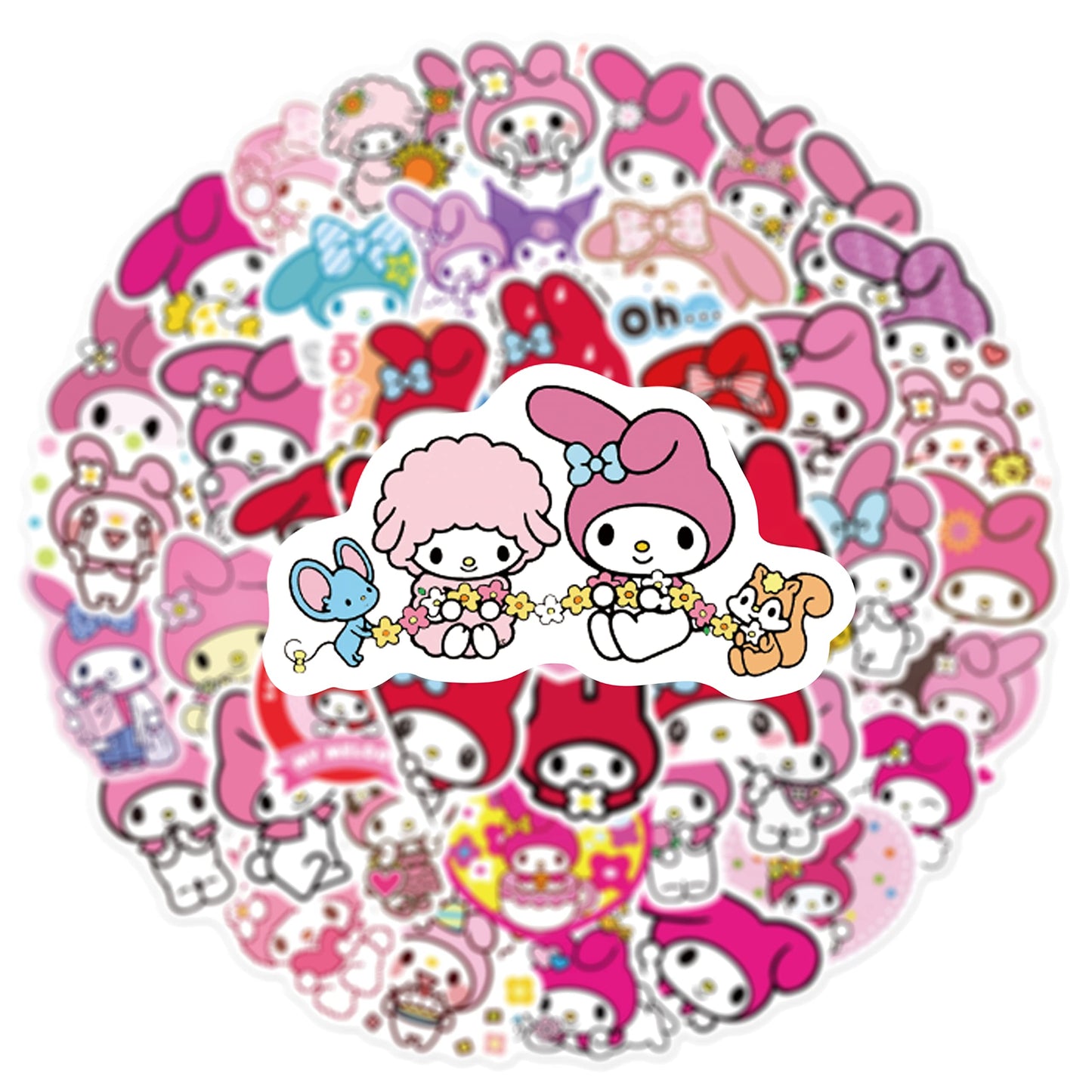 XXMML 50pcs Kawaii Mymelody Stickers – Waterproof Vinyl Decals for Laptops, Travel, Water Bottles