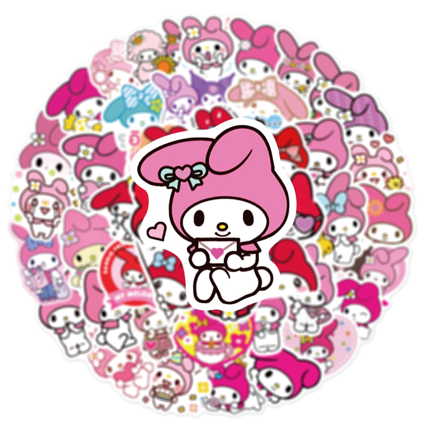 XXMML 50pcs Kawaii Mymelody Stickers – Waterproof Vinyl Decals for Laptops, Travel, Water Bottles