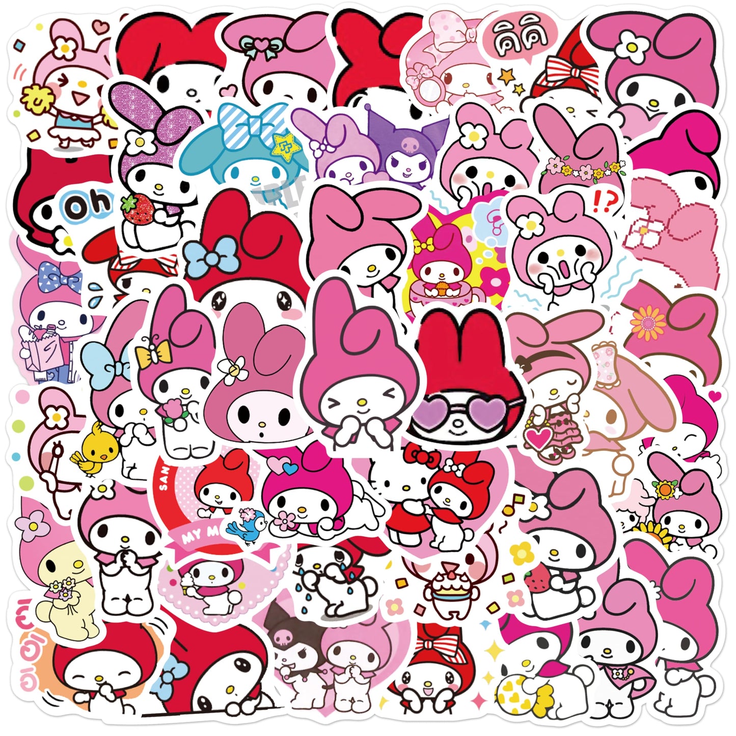 XXMML 50pcs Kawaii Mymelody Stickers – Waterproof Vinyl Decals for Laptops, Travel, Water Bottles