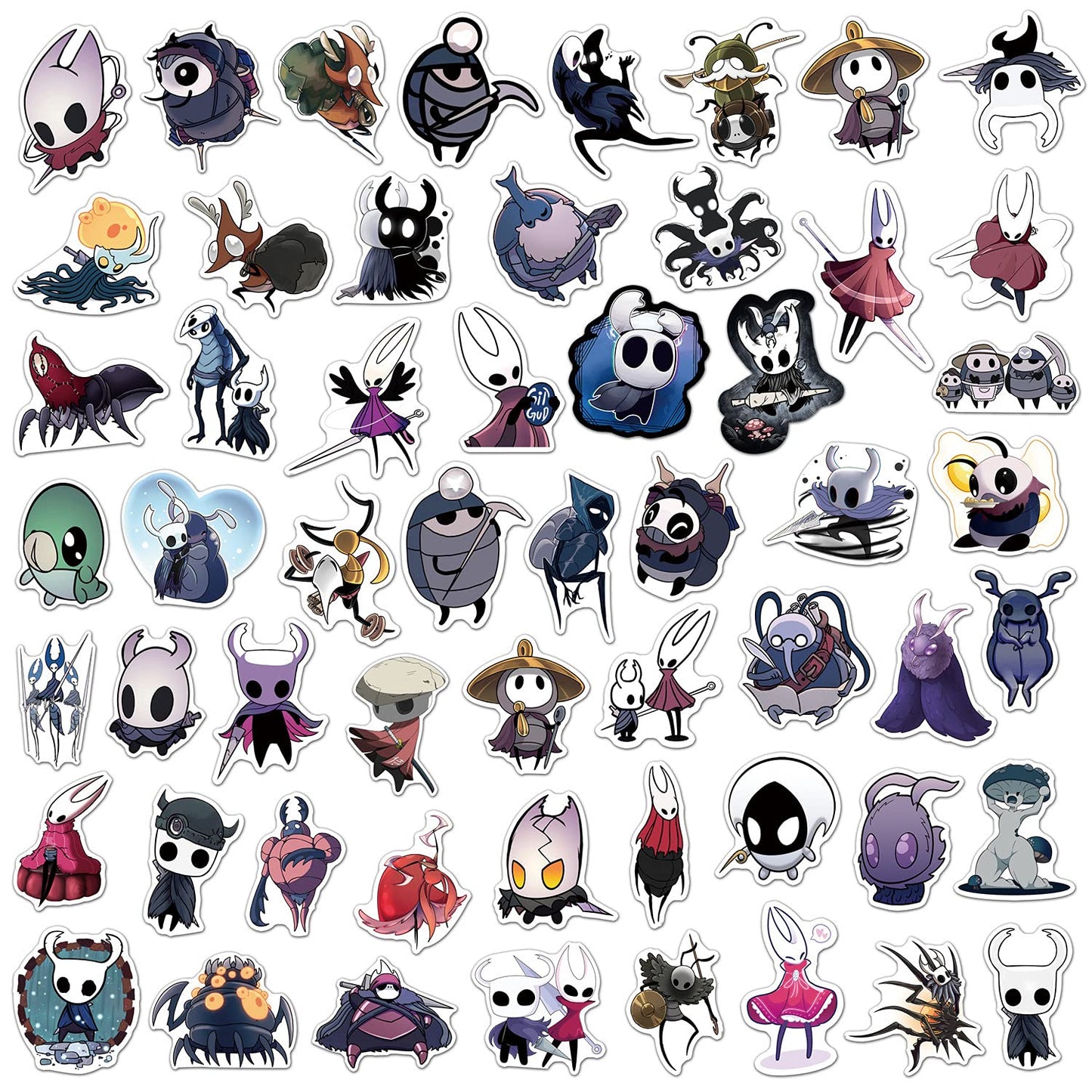XXMML 50pcs Hollow Knight Stickers – Waterproof Vinyl Decals for Laptop, Helmet, Bike & More