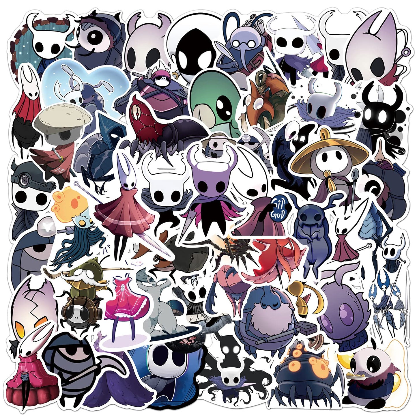 XXMML 50pcs Hollow Knight Stickers – Waterproof Vinyl Decals for Laptop, Helmet, Bike & More