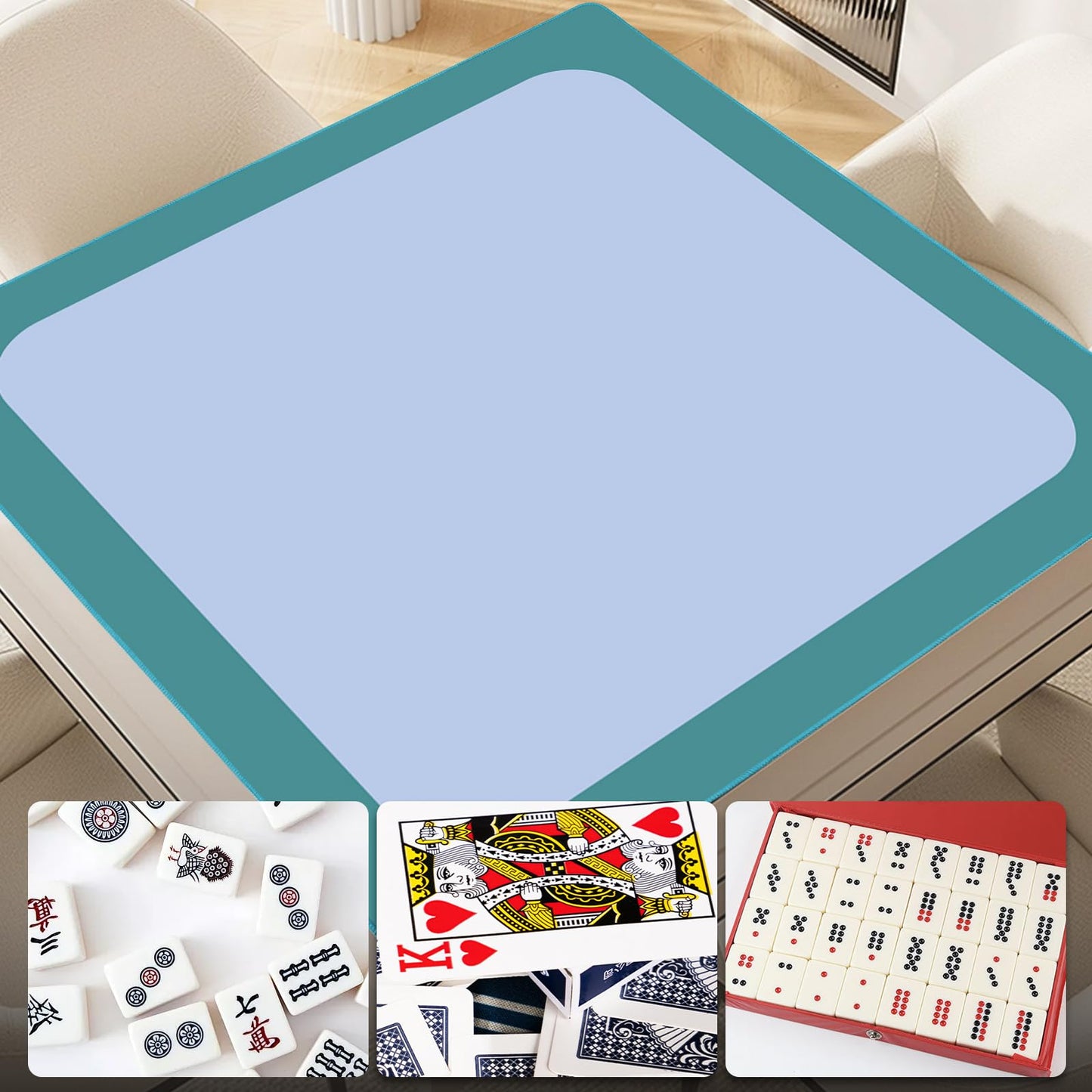 XXSTAR 32.5-Inch Mahjong Mat — Non-Slip, Noise-Reducing Table Surface with Drawstring Bag