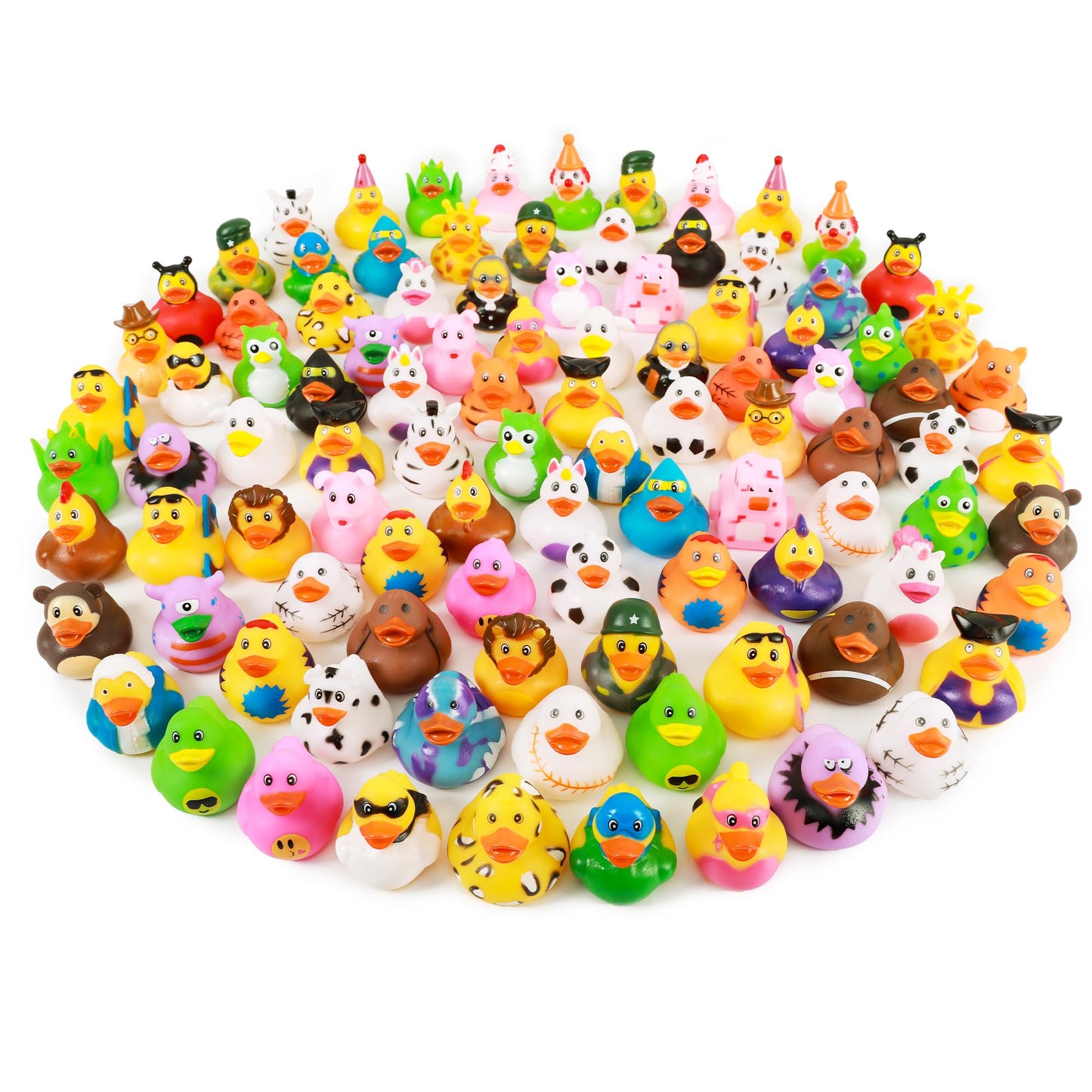 XY-WQ 100-Pack Rubber Duck for Jeeps Ducking – 2.3-Inch Bulk Floater Bath Toys, 50 Varieties