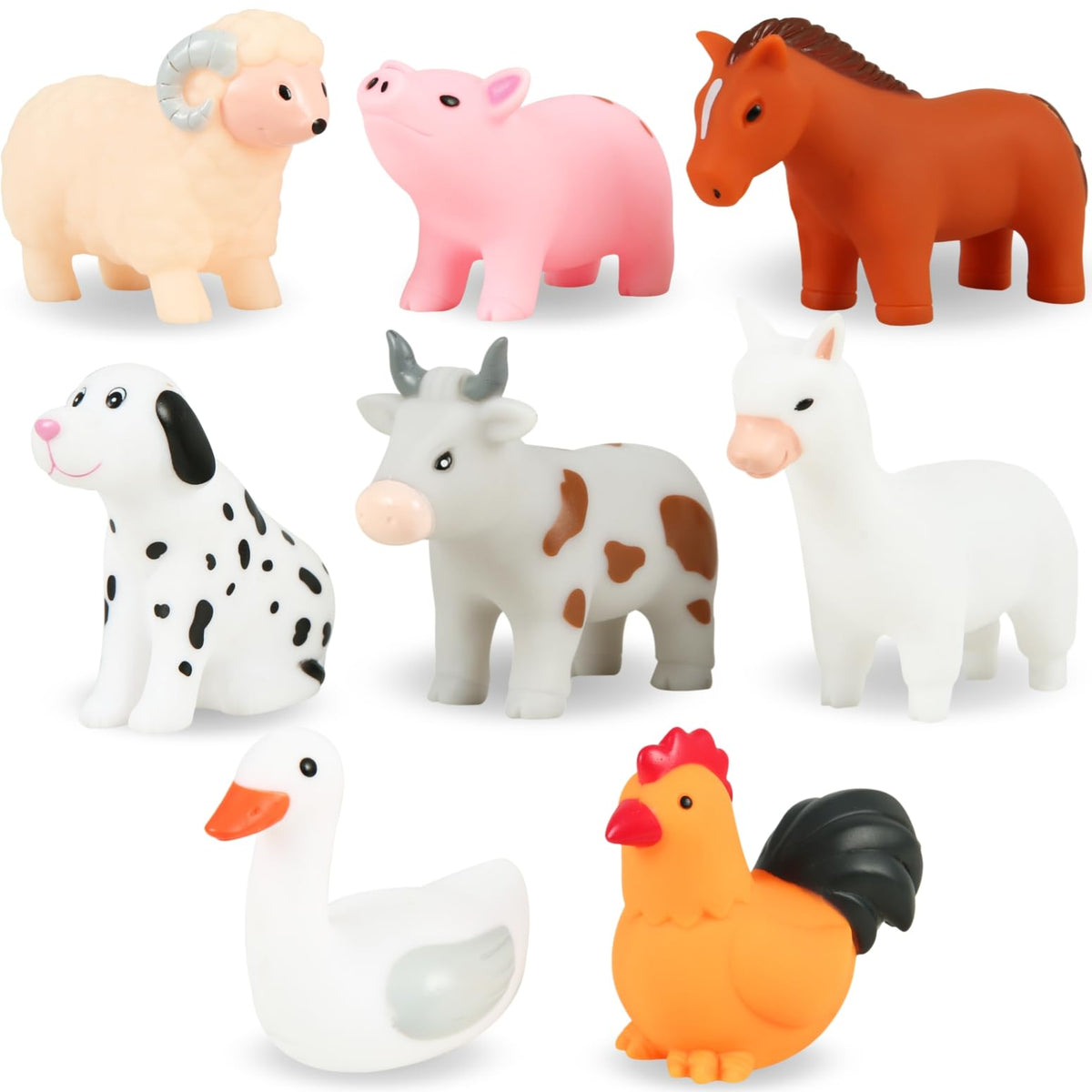 XY-WQ No-Hole Bath Toys Animal II – 8-Pcs with Mesh Bag