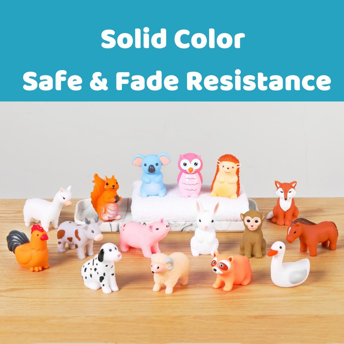 XY-WQ Bath Toys No Hole Animal C2 – 16-Piece Safe PVC Bathtub Toys