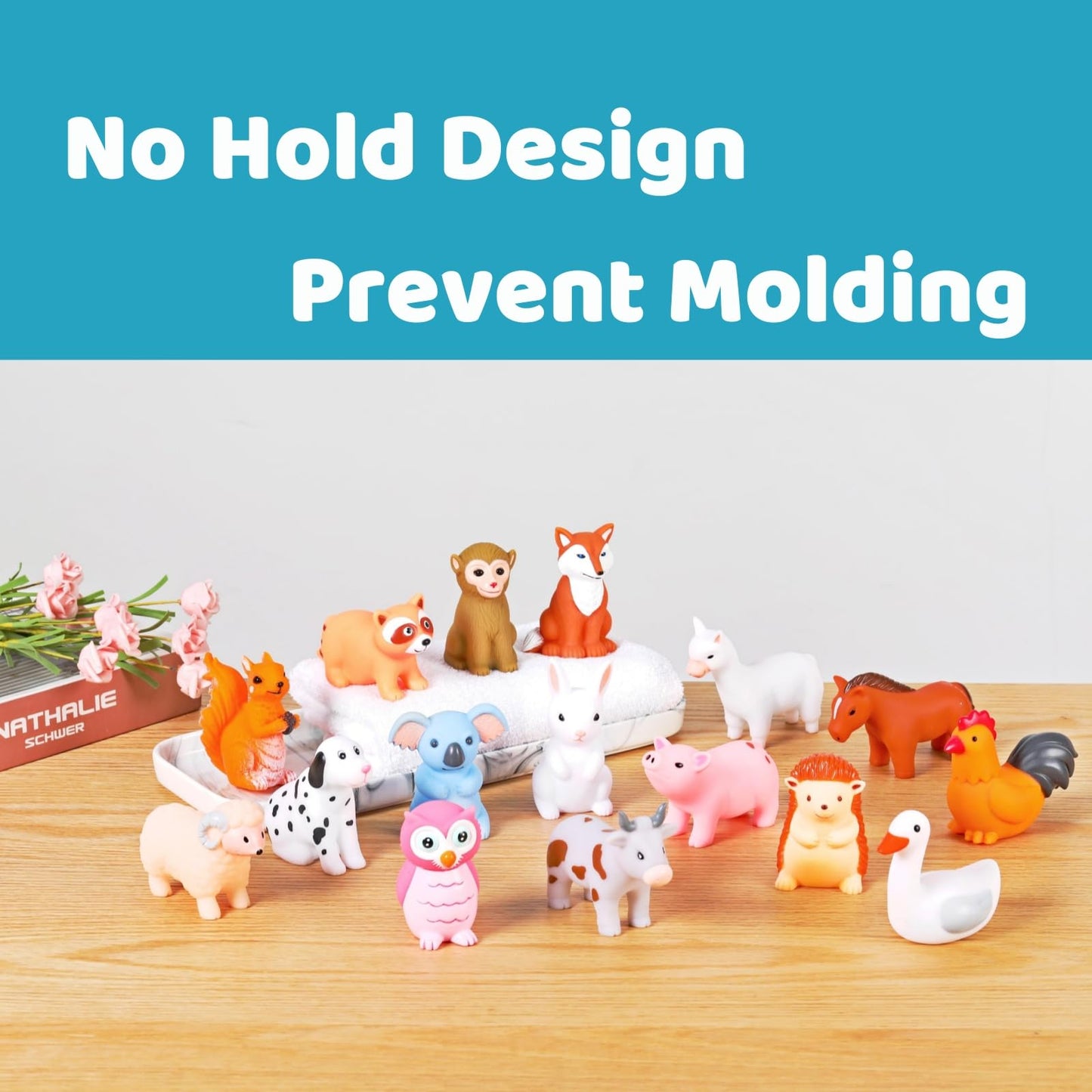 XY-WQ Bath Toys No Hole Animal C2 – 16-Piece Safe PVC Bathtub Toys