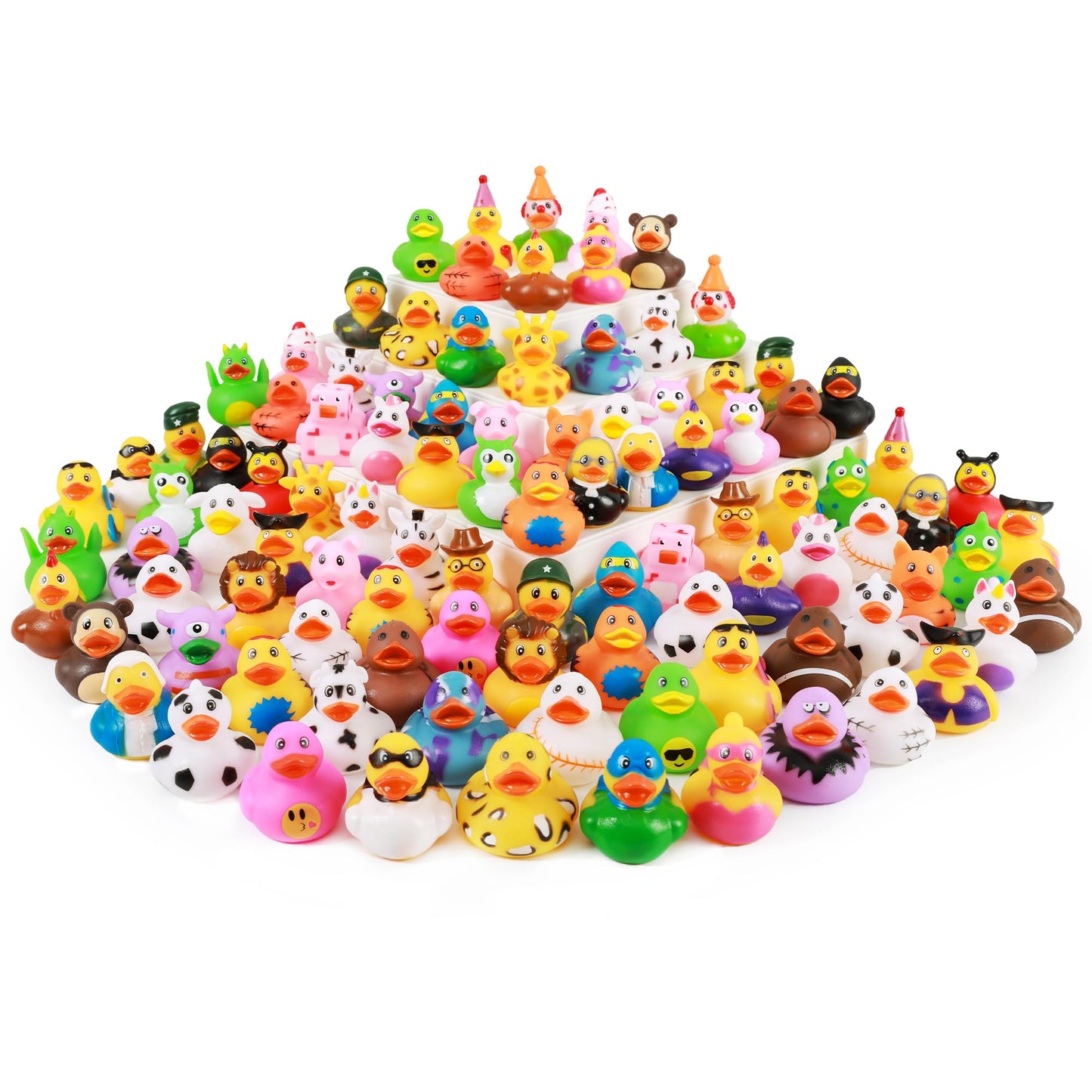XY-WQ 100-Pack Rubber Duck for Jeeps Ducking – 2.3-Inch Bulk Floater Bath Toys, 50 Varieties