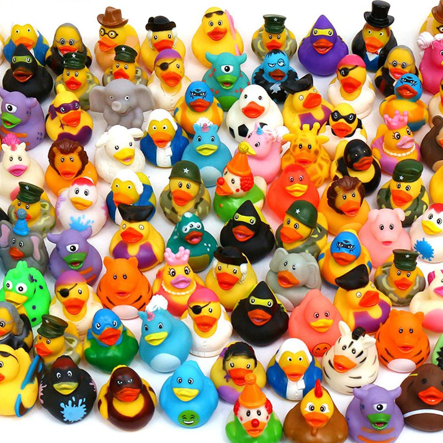 XY-WQ 100-Pack Rubber Duck for Jeeps Ducking – 2.3-Inch Bulk Floater Bath Toys, 50 Varieties