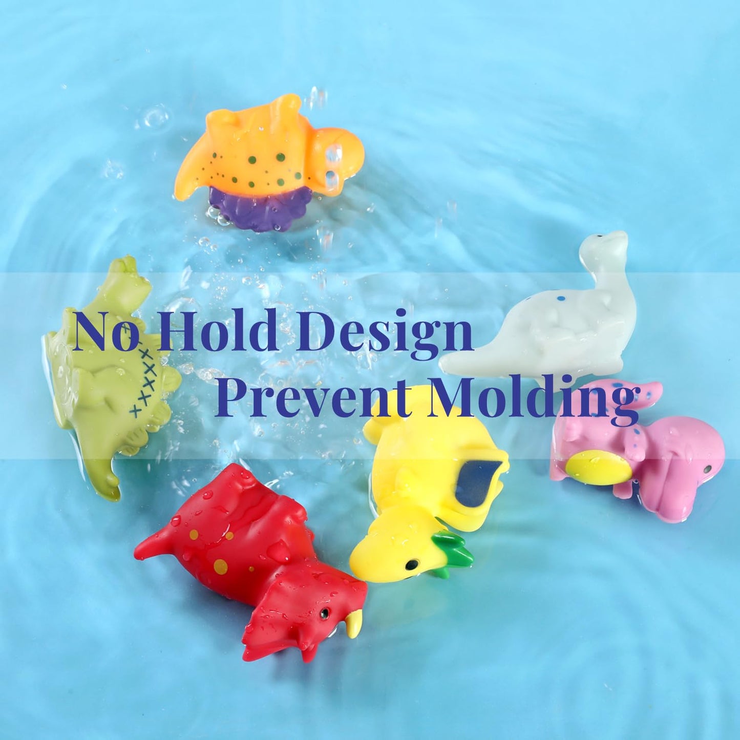 XY-WQ No-Hole Bath Toys: 6 Dinosaur Set with Mesh Bag for Infants 6-12 Months & Toddlers 1-3