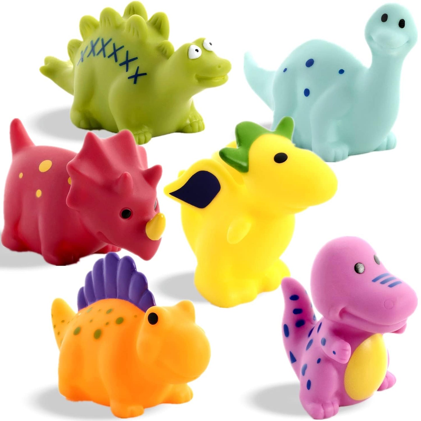 XY-WQ No-Hole Bath Toys: 6 Dinosaur Set with Mesh Bag for Infants 6-12 Months & Toddlers 1-3
