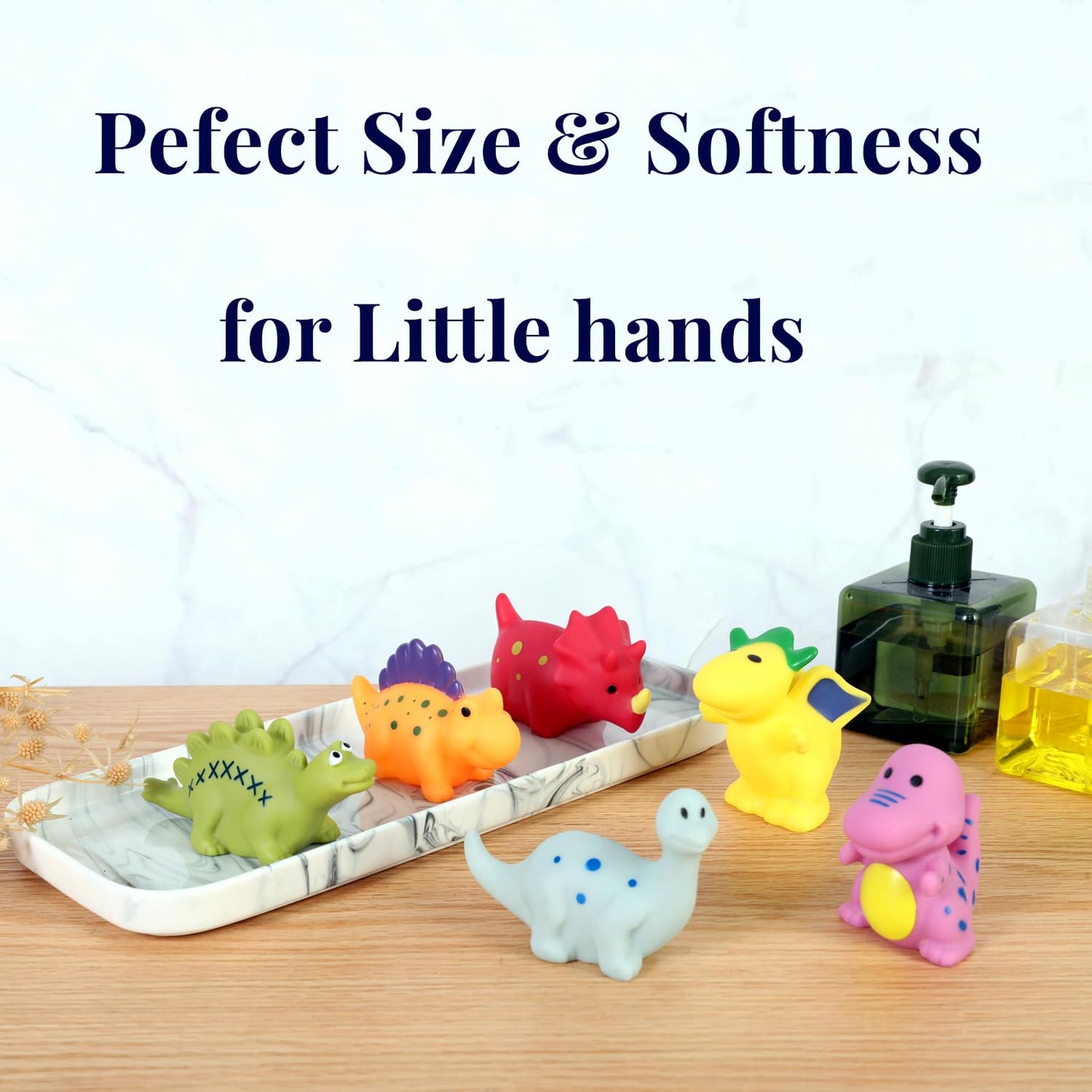 XY-WQ No-Hole Bath Toys: 6 Dinosaur Set with Mesh Bag for Infants 6-12 Months & Toddlers 1-3