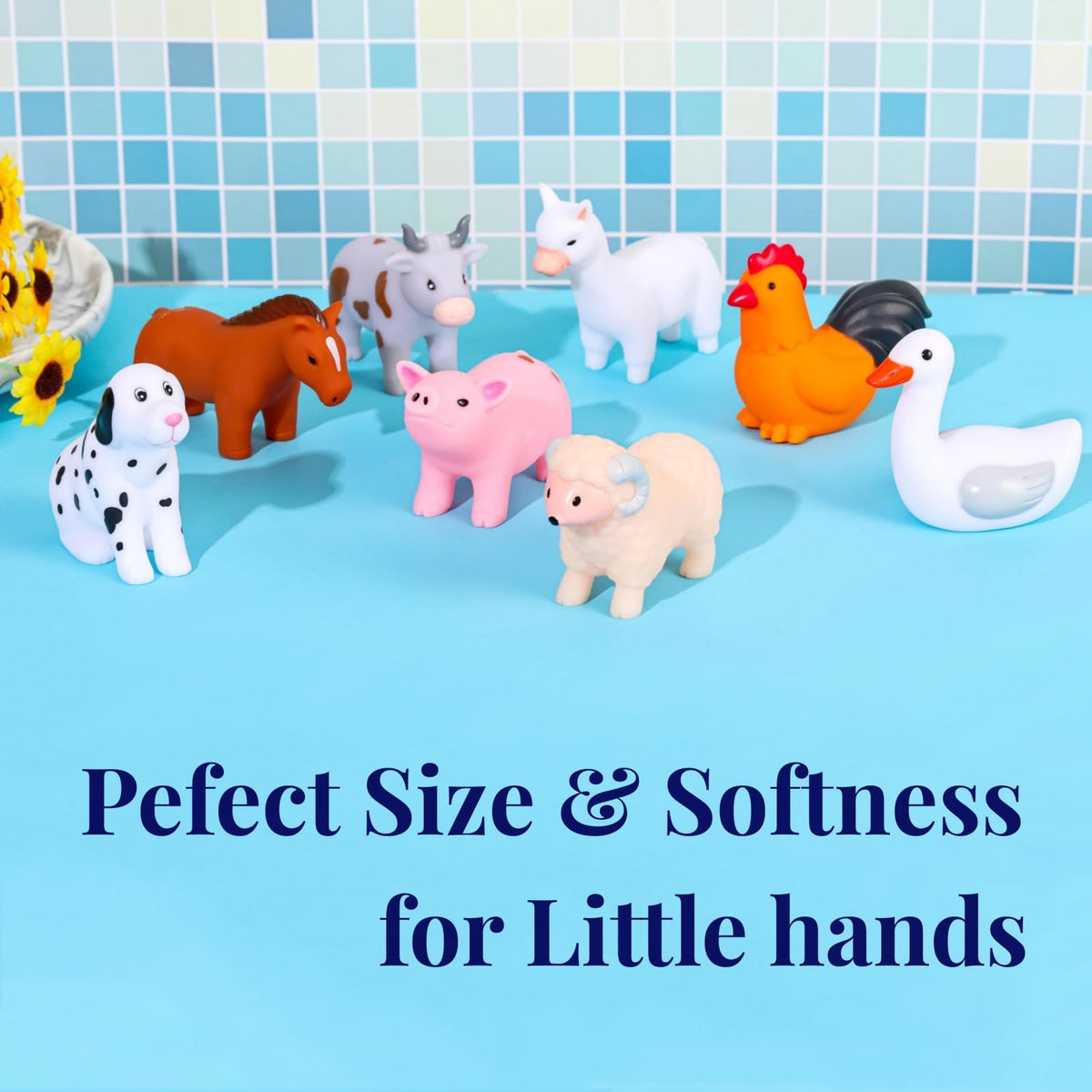 XY-WQ No-Hole Bath Toys Animal II – 8-Pcs with Mesh Bag