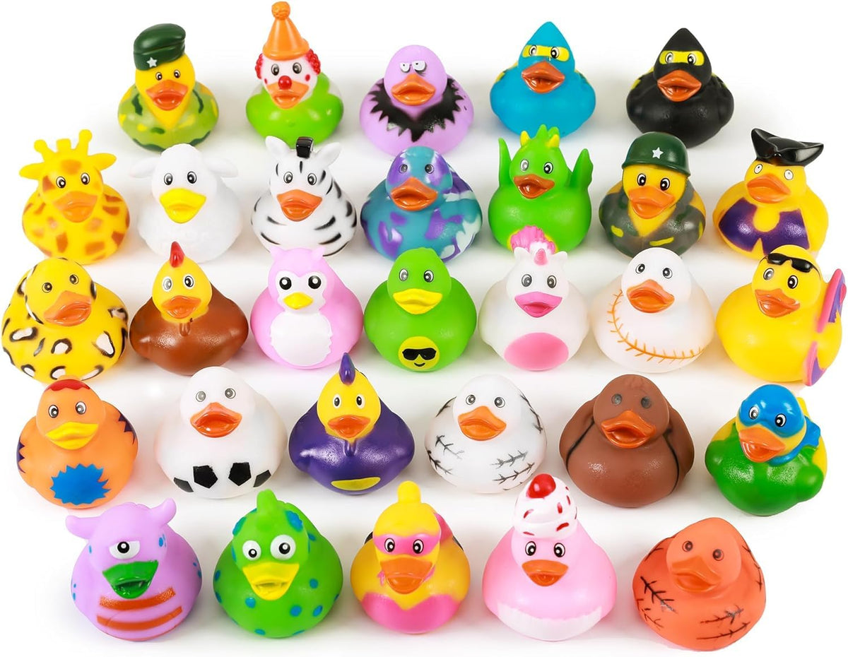 XY-WQ Rubber Duck 30 Pack – 2.3 Inch Bulk Bath Toys for Kids (30 Varieties)