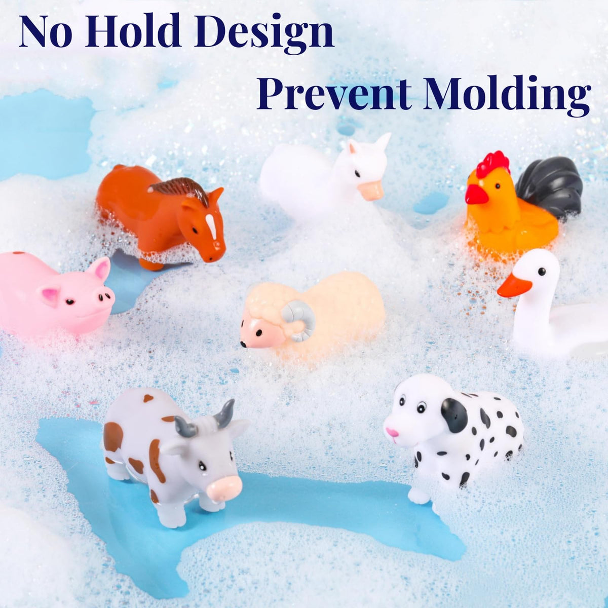 XY-WQ No-Hole Bath Toys Animal II – 8-Pcs with Mesh Bag