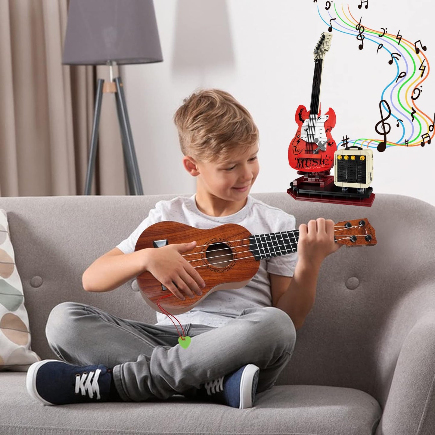 XYDongtong Guitar Music Interactive Building Set – DIY Guitar Model Toy with Bluetooth Reverb