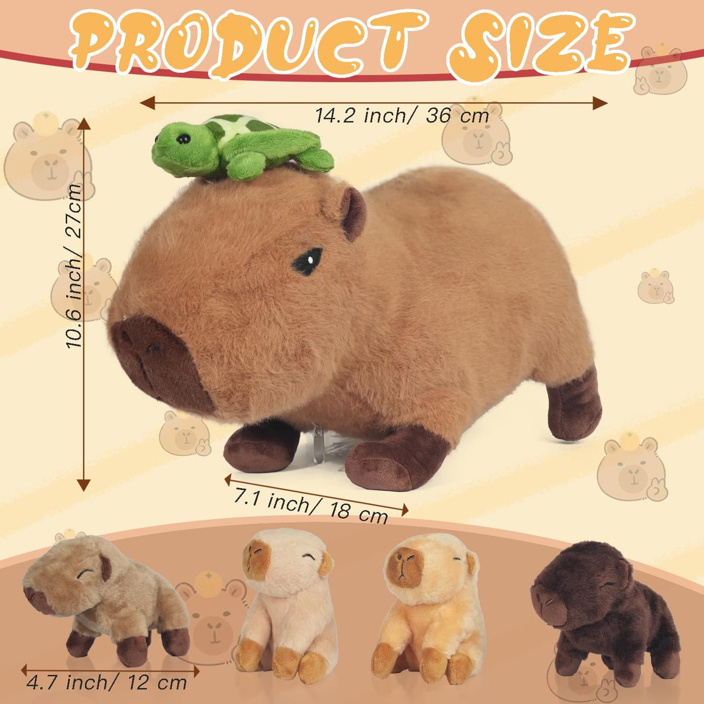 XYHQYB 5 in 1 Capybara Plush — 14.2-Inch Mommy with 4 Babies