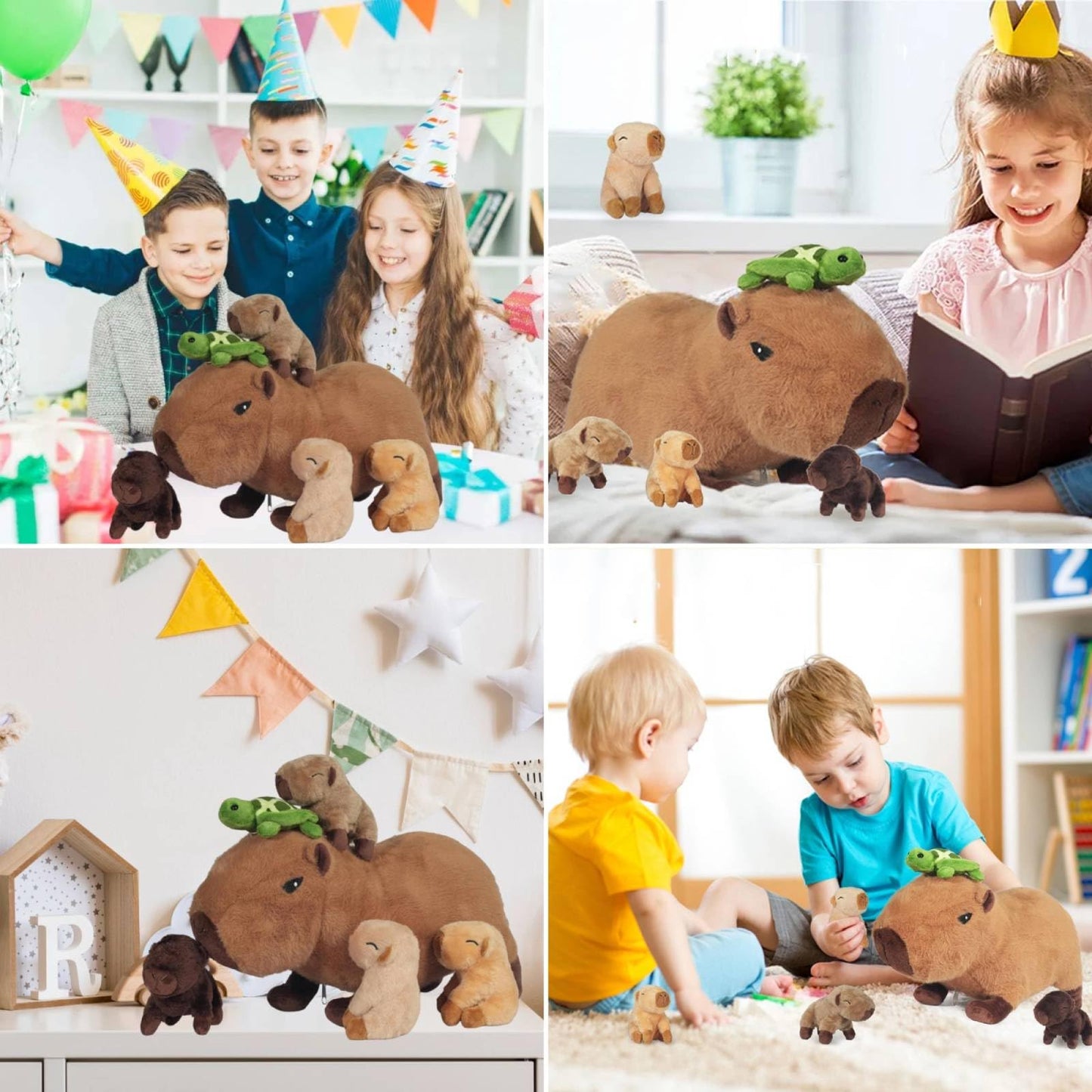 XYHQYB 5 in 1 Capybara Plush — 14.2-Inch Mommy with 4 Babies