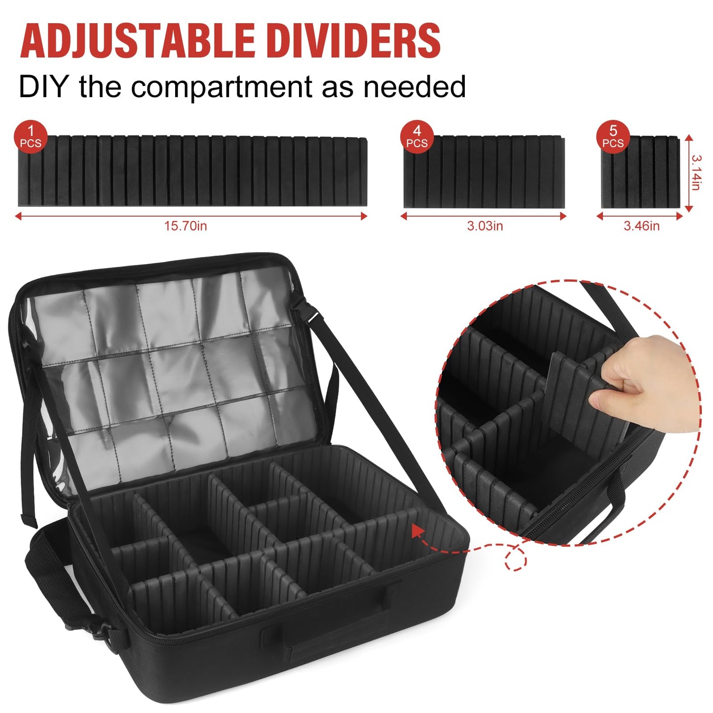 Xykzra Card Deck Storage Bag for 2000+ Cards — 3-Layer MTG Case with 10 Partitions & Adjustable Strap