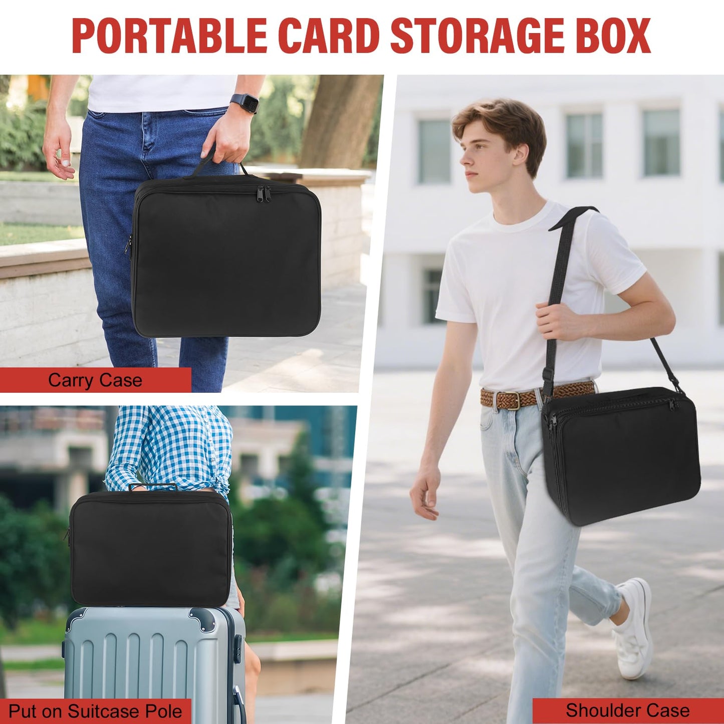 Xykzra Card Deck Storage Bag for 2000+ Cards — 3-Layer MTG Case with 10 Partitions & Adjustable Strap