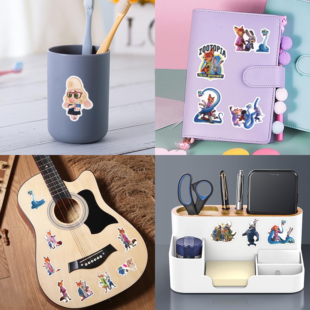 XYLL 50Pcs Zootopia Sticker Pack — Waterproof Vinyl Decals for Laptop, Bottle, Notebook