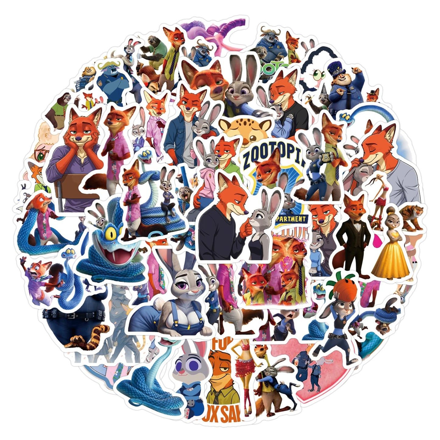 XYLL 50Pcs Zootopia Sticker Pack — Waterproof Vinyl Decals for Laptop, Bottle, Notebook