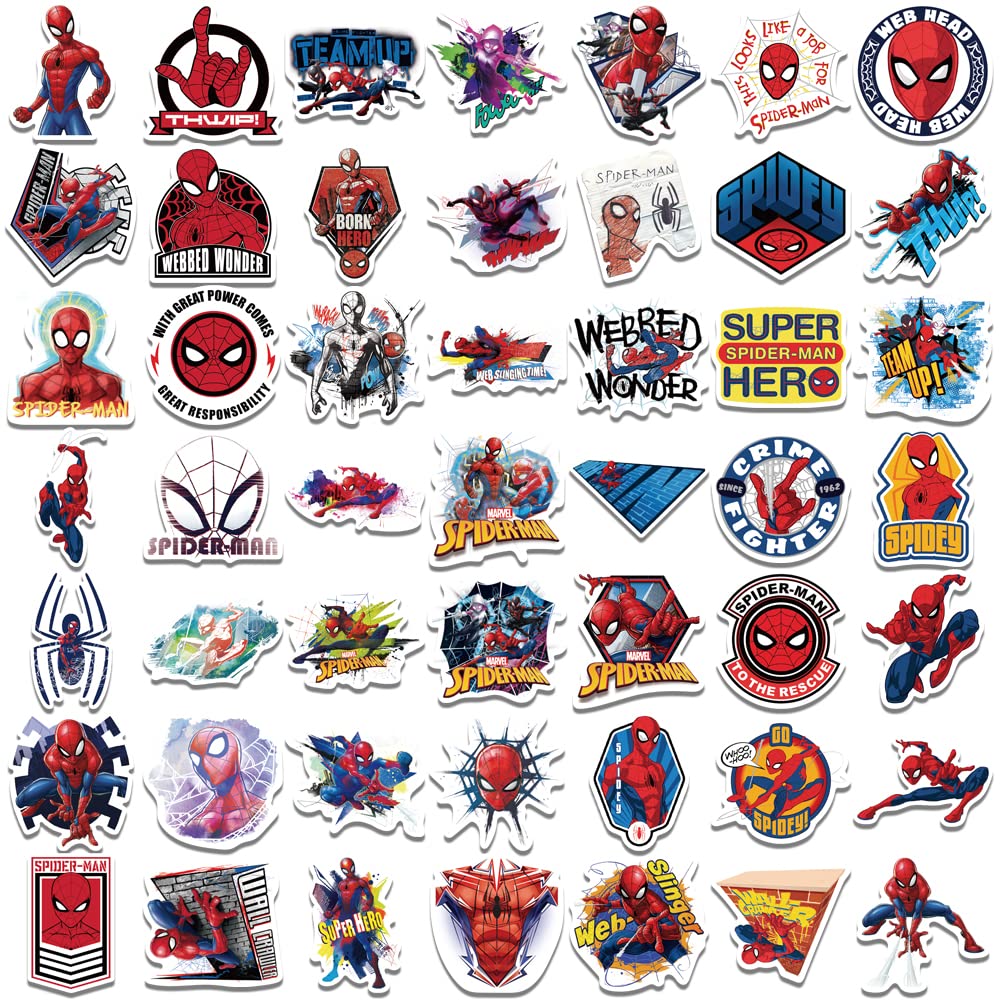 XYLL 50Pcs Spiderman Sticker Pack – Waterproof Vinyl Decals for Laptop, Bottle & More