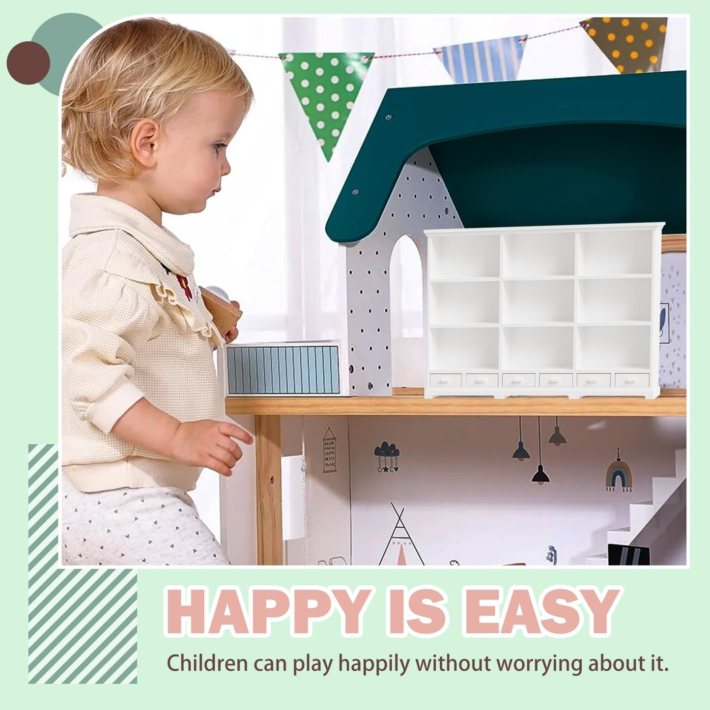 XYMTOY 1:12 Scale Dollhouse Bookshelf – Multi-Functional Mini Bookcase for Displays