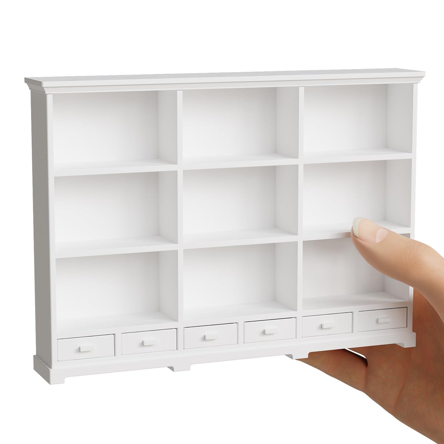 XYMTOY 1:12 Scale Dollhouse Bookshelf – Multi-Functional Mini Bookcase for Displays