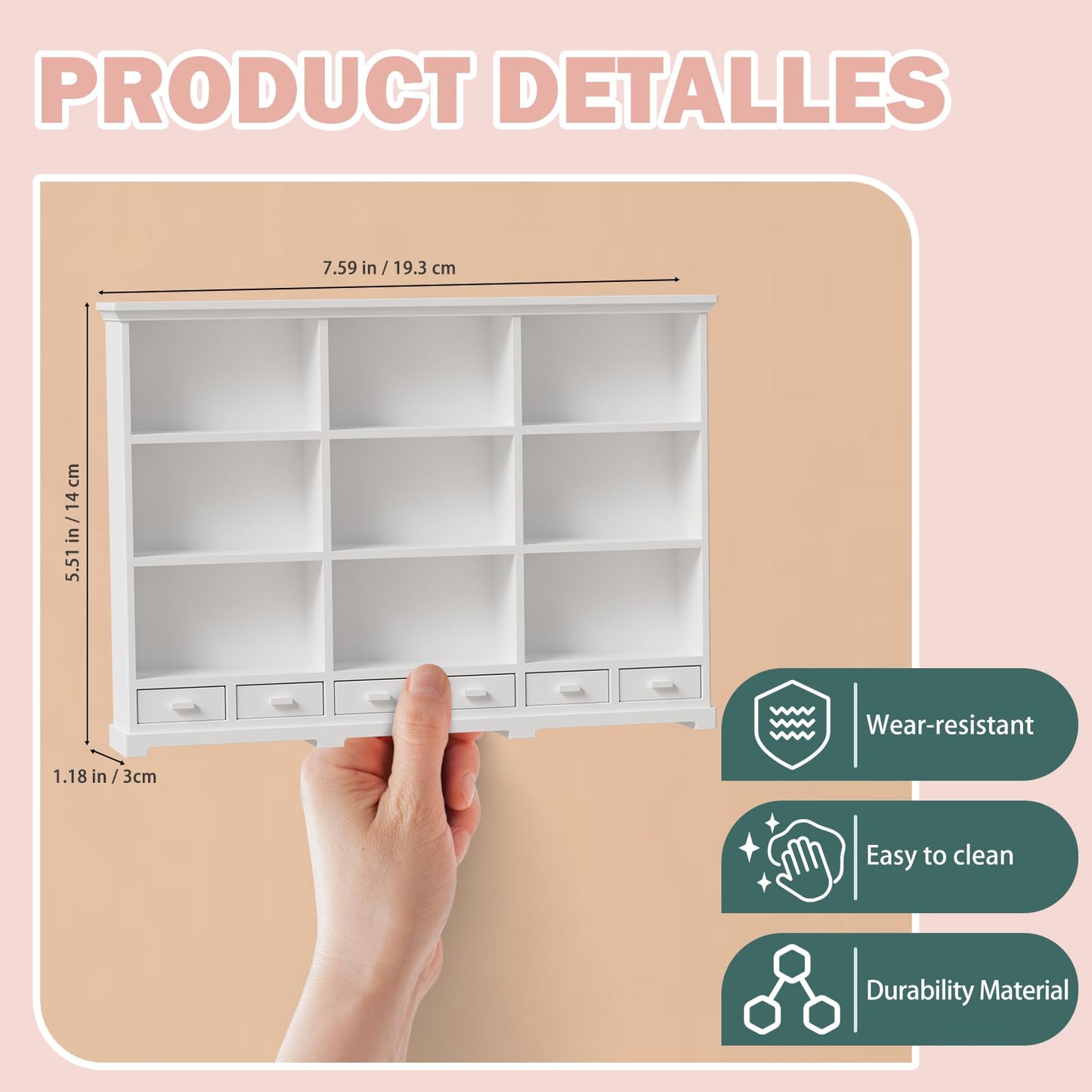 XYMTOY 1:12 Scale Dollhouse Bookshelf – Multi-Functional Mini Bookcase for Displays