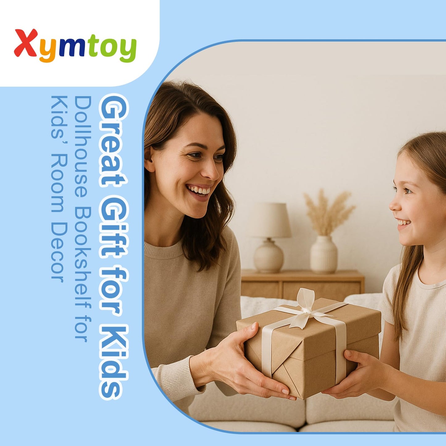 XYMTOY 1:12 Scale Dollhouse Bookshelf with Open Doors – Elegant Mini Storage & Display