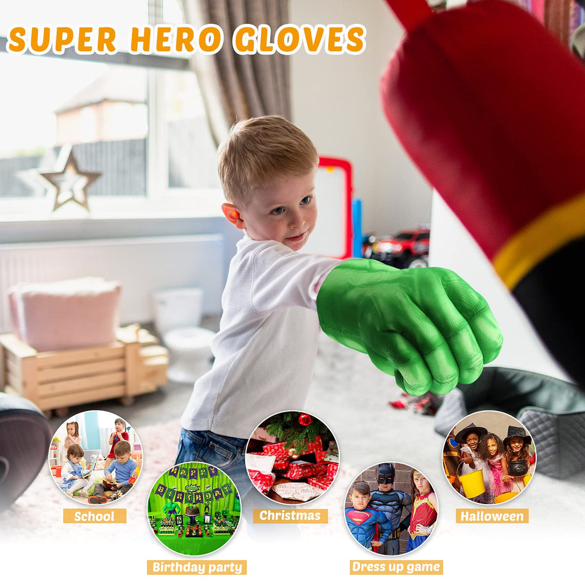 XYMTOY Superhero Gloves – Incredible Smash Fists for Toddlers & Kids, Green