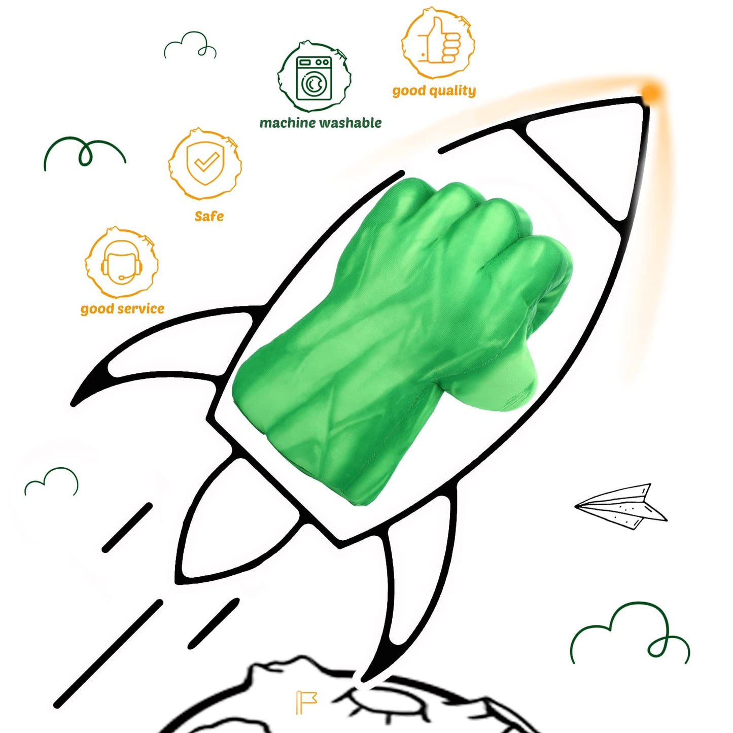 XYMTOY Superhero Gloves – Incredible Smash Fists for Toddlers & Kids, Green