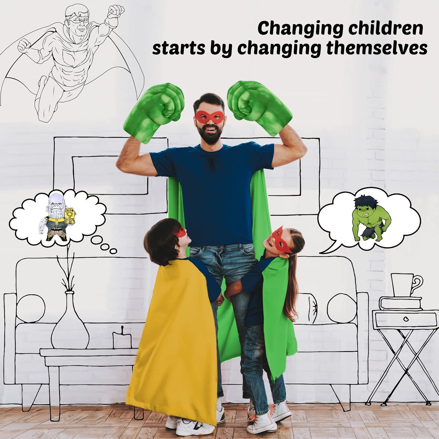 XYMTOY Superhero Gloves – Incredible Smash Fists for Toddlers & Kids, Green