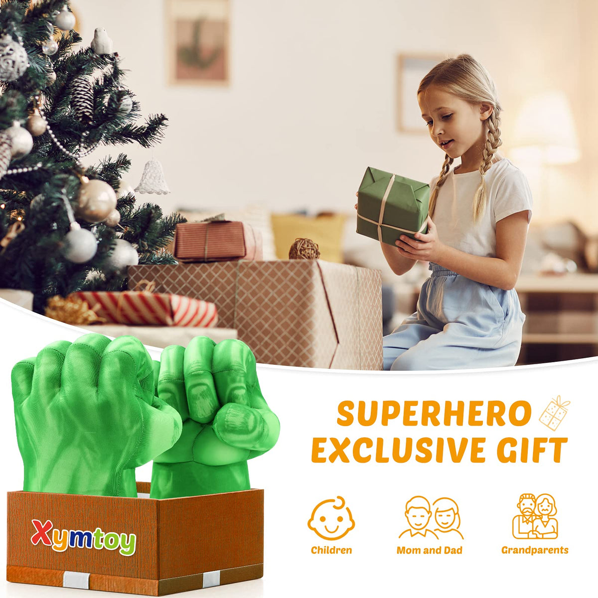 XYMTOY Superhero Gloves – Incredible Smash Fists for Toddlers & Kids, Green