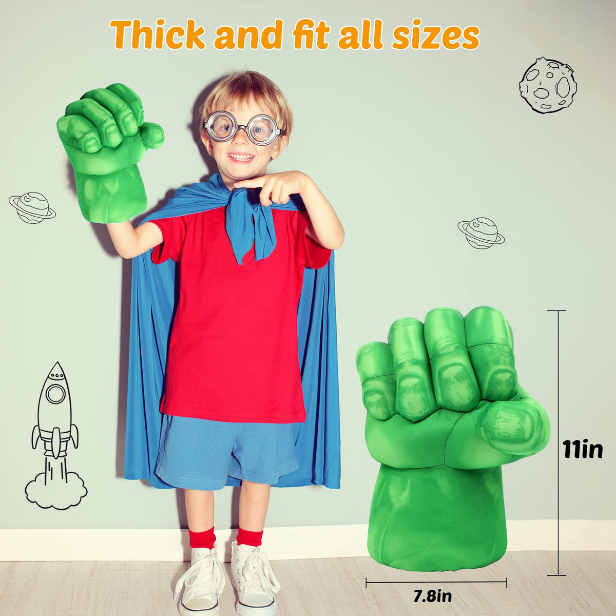 XYMTOY Superhero Gloves – Incredible Smash Fists for Toddlers & Kids, Green