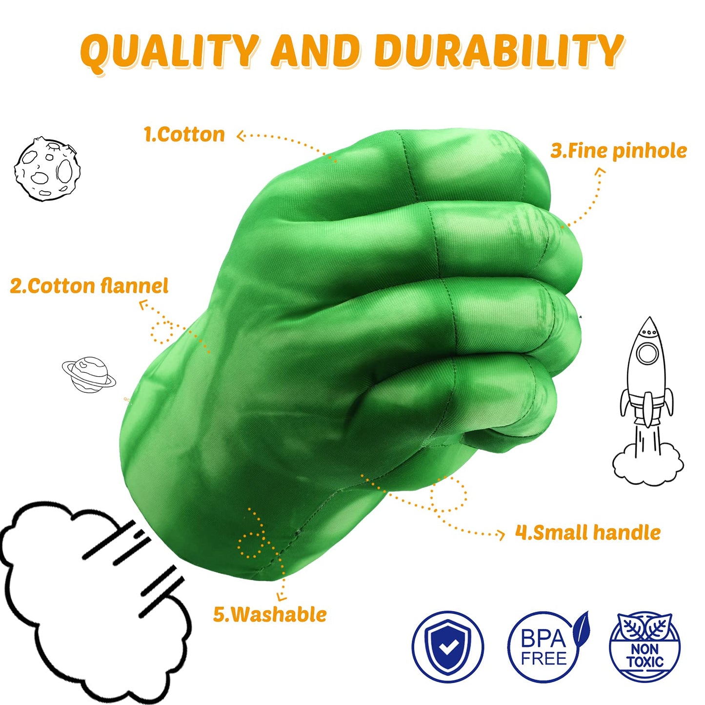 XYMTOY Superhero Gloves – Incredible Smash Fists for Toddlers & Kids, Green