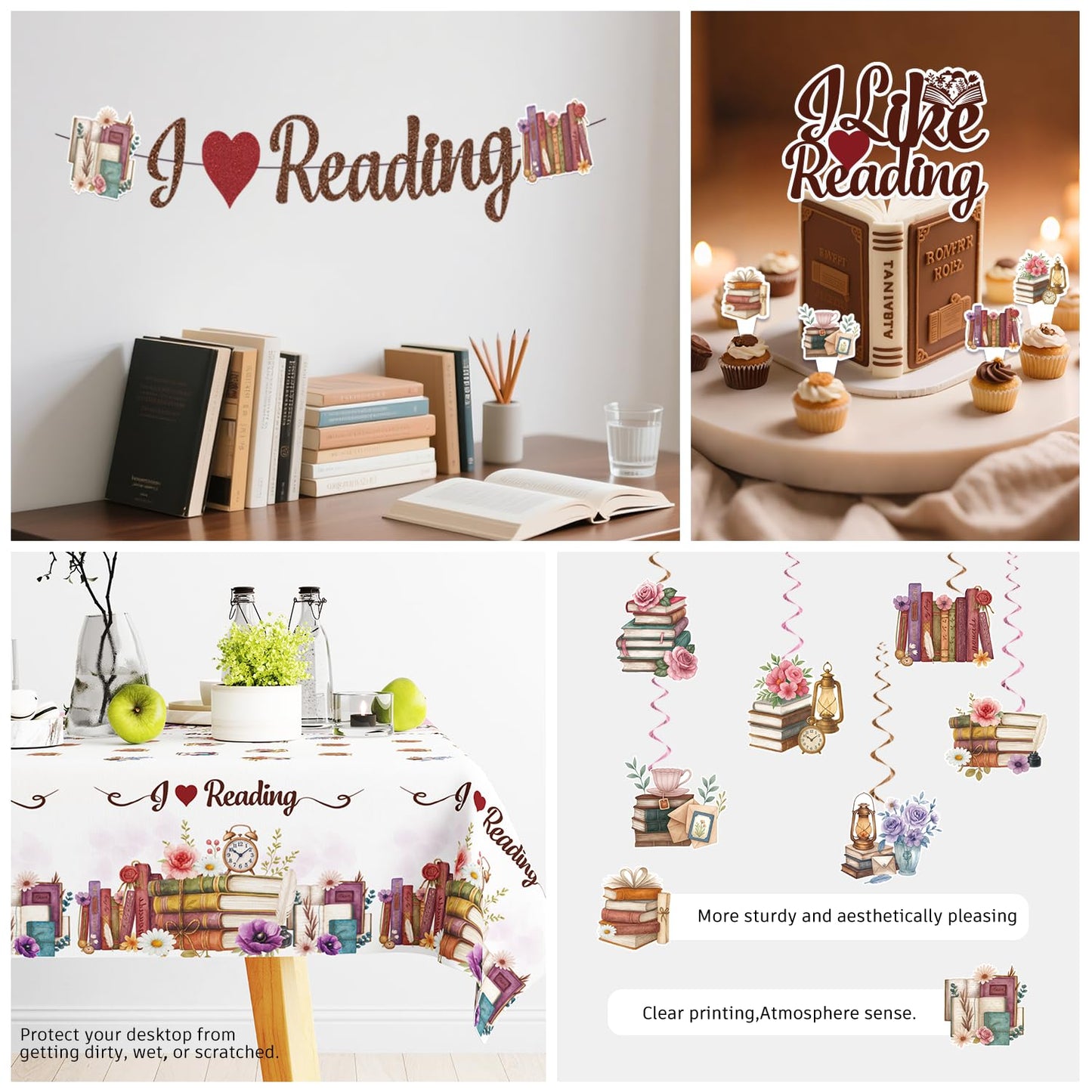 Xynic 177pc Book Themed Party Set – Tableware & Decor for 25 Guests (I Like Reading)