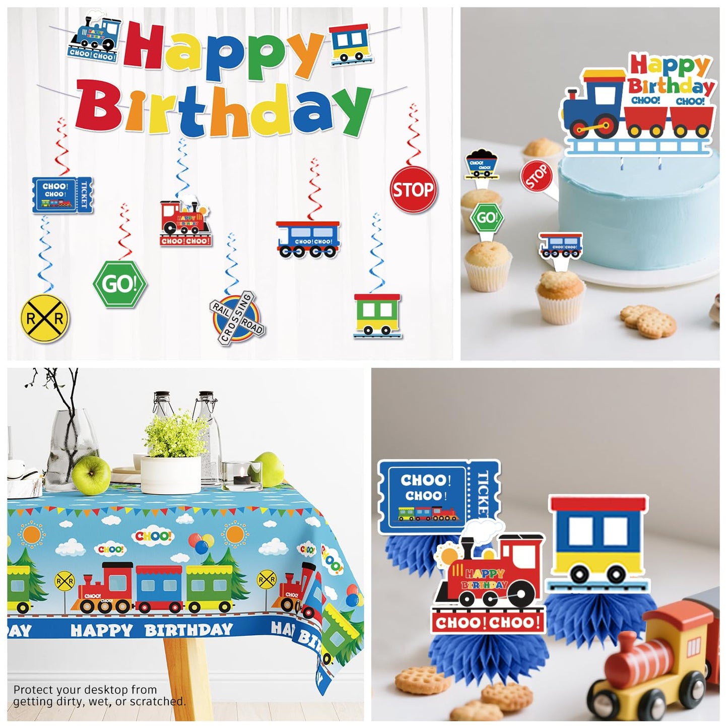 Xynic Train Birthday Decorations – 201 Pcs Complete Train-Themed Party Set