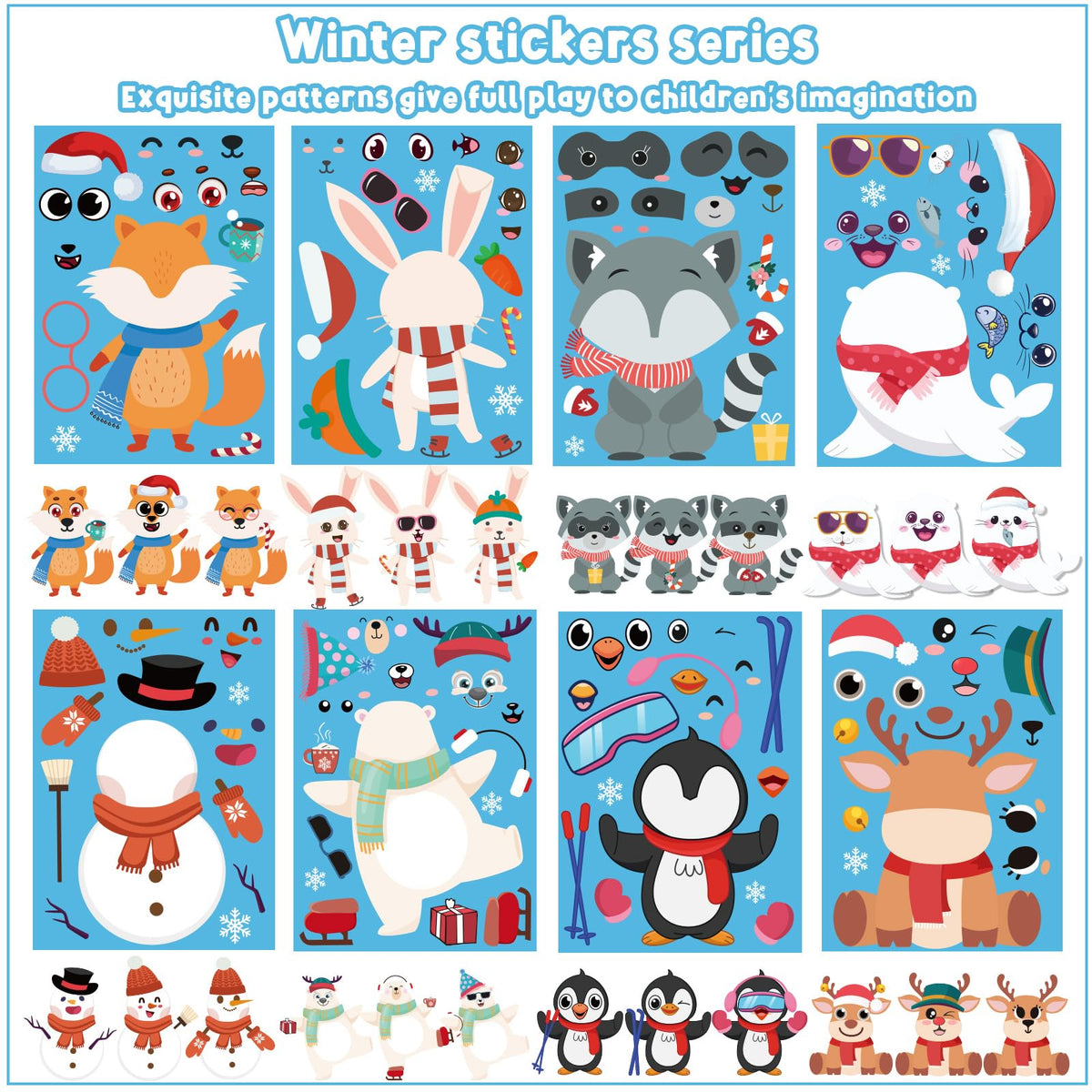 XZENTIRA 32 Winter Sticker Sheets for Kids – DIY Decor & Party Favors