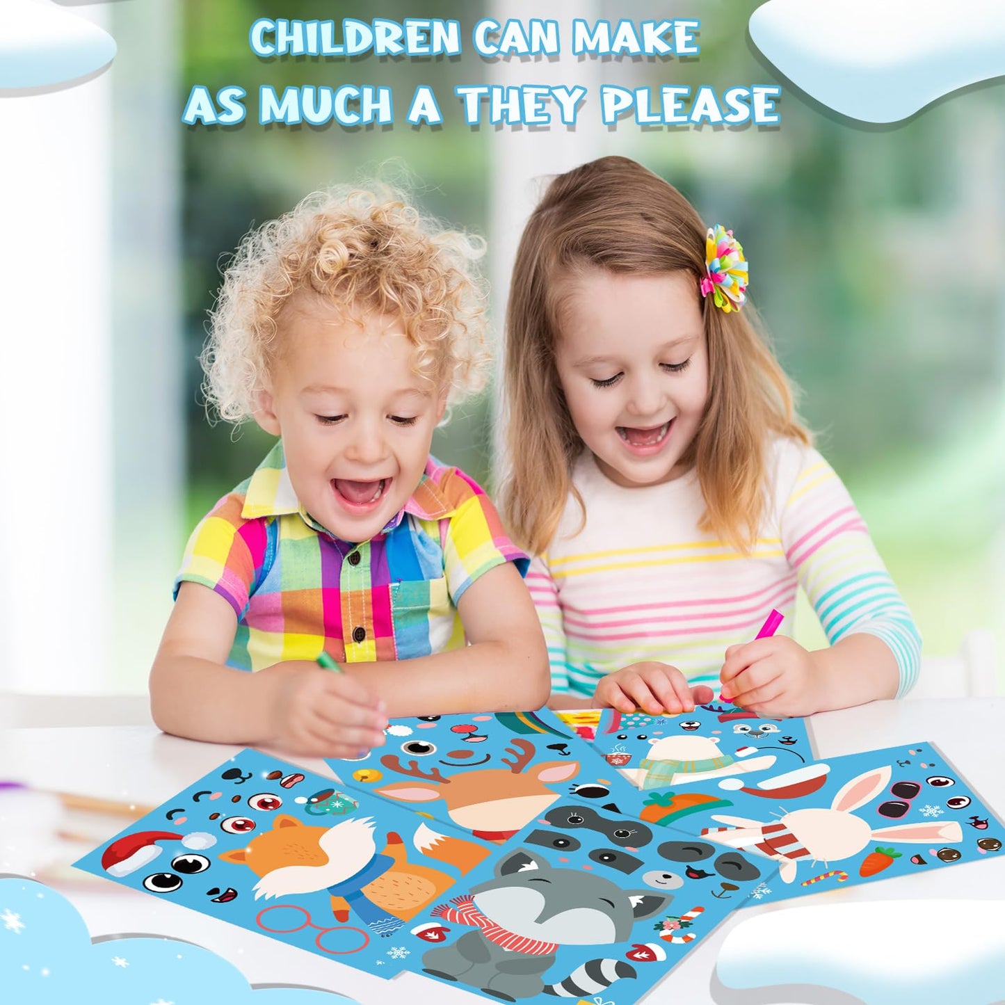 XZENTIRA 32 Winter Sticker Sheets for Kids – DIY Decor & Party Favors