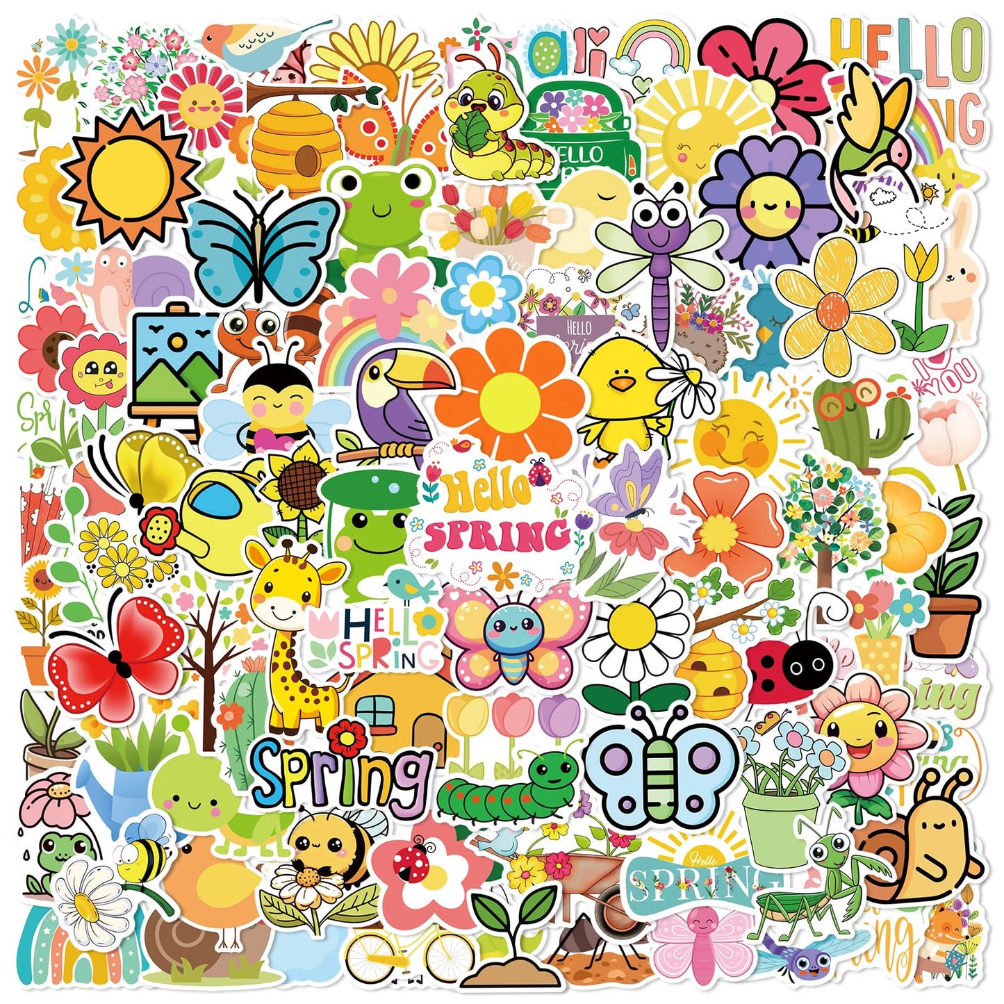 XZENTIRA 104 PCS Spring Vinyl Stickers – Water Bottle & Craft Decor Set