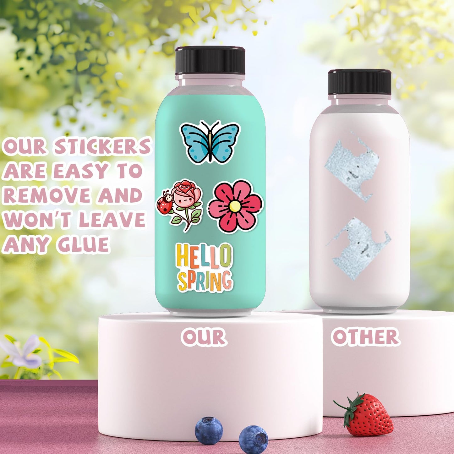 XZENTIRA 104 PCS Spring Vinyl Stickers – Water Bottle & Craft Decor Set