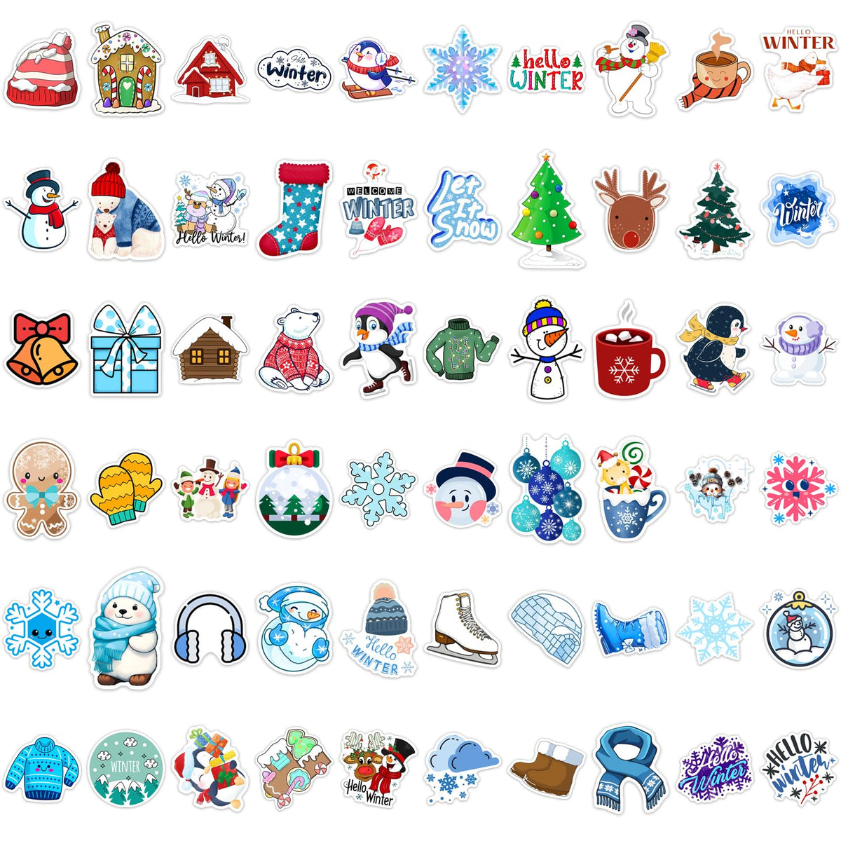 XZENTIRA 103 PCS Winter Stickers for Kids – Waterproof Snowman, Penguin & Snowflake Vinyl Decals