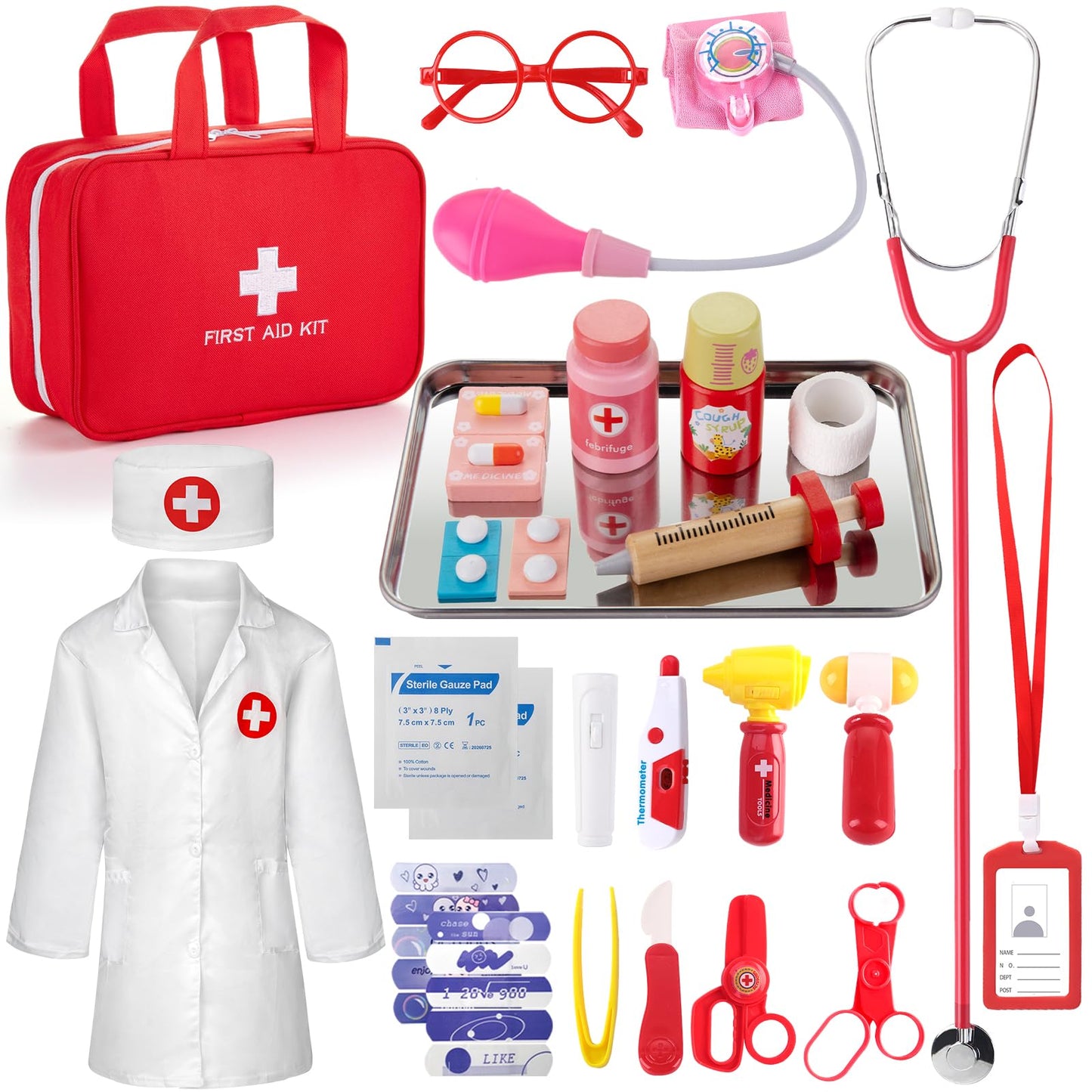 XZZO Doctor Kit for Kids — 36-Piece Pretend Playset with Stethoscope & Bag