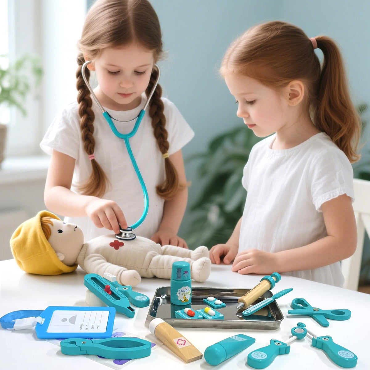 XZZO Doctor Kit for Toddlers 3-5 | Wooden Medical Play Set for Pretend Dentist & Doctor Role Play