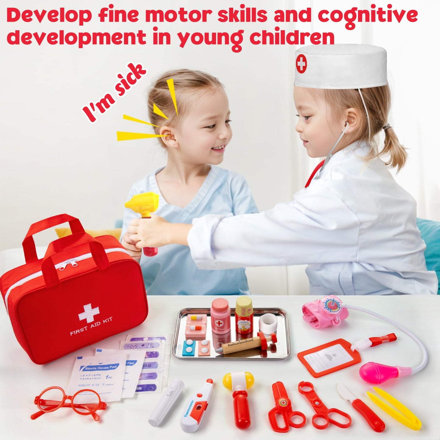 XZZO Doctor Kit for Kids — 36-Piece Pretend Playset with Stethoscope & Bag