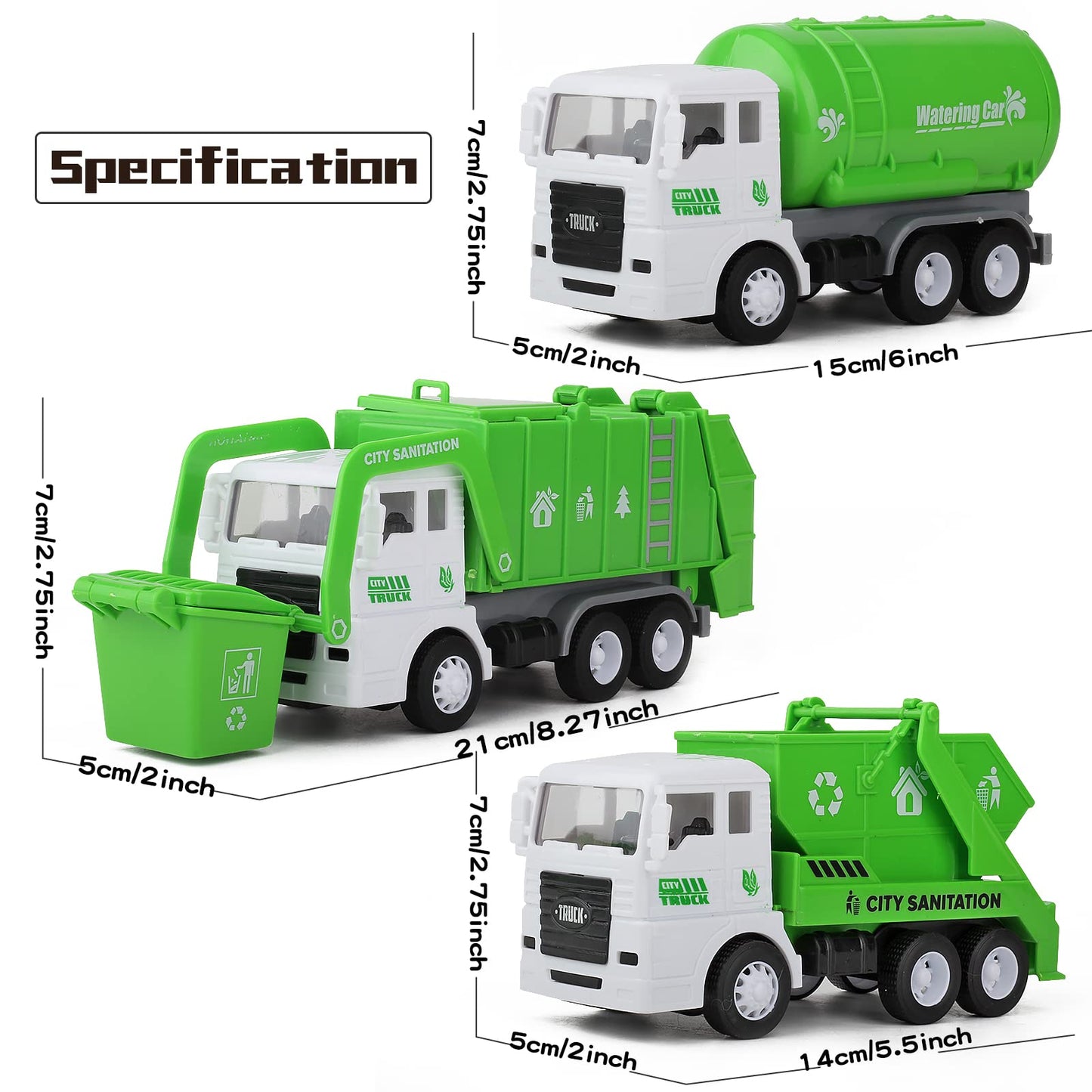 Y.L. DOYMX Toy Garbage Truck Set with Play Mat – 4 Vehicles, 108 Cards, 8 Signs, 4 Bins (Ages 3+)