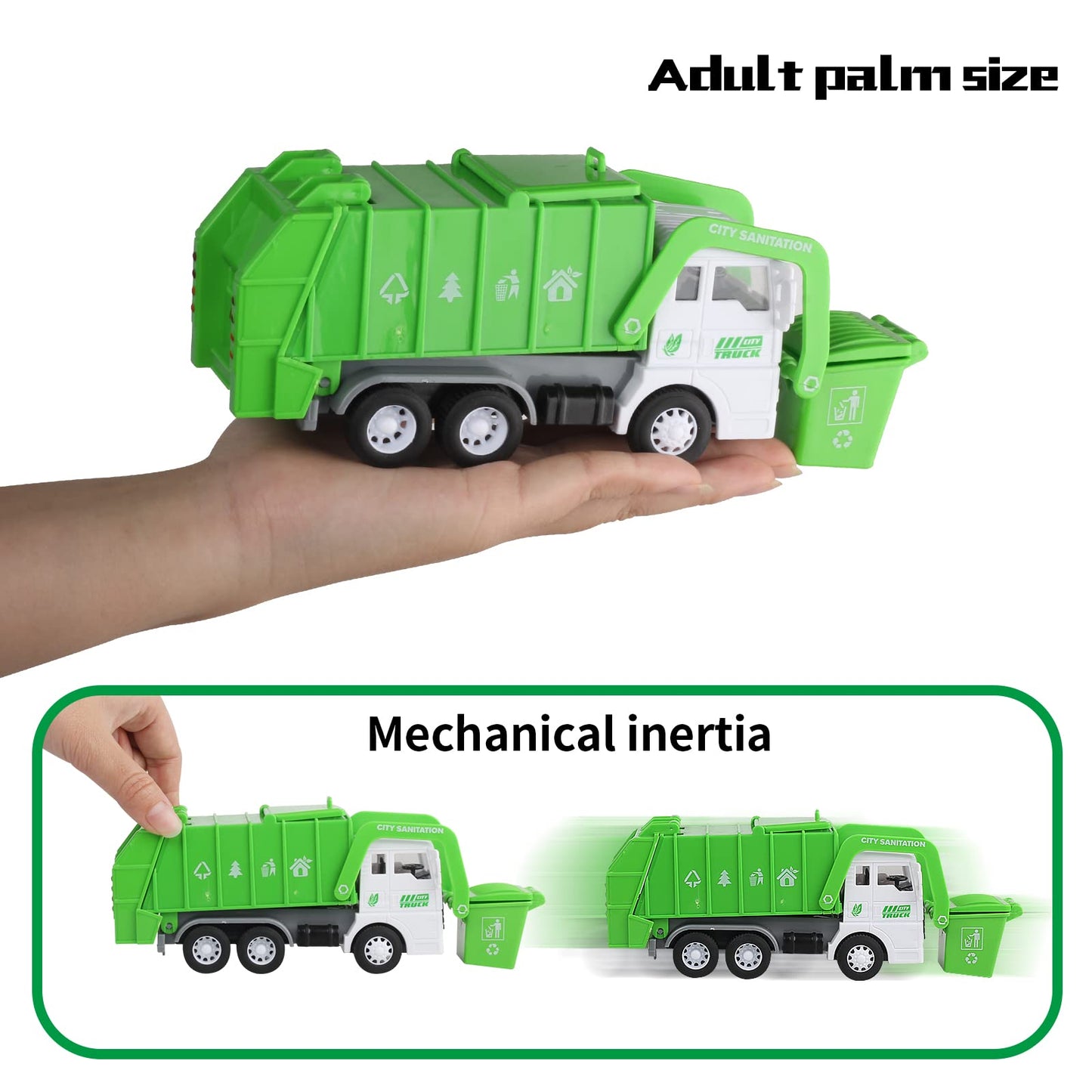Y.L. DOYMX Toy Garbage Truck Set with Play Mat – 4 Vehicles, 108 Cards, 8 Signs, 4 Bins (Ages 3+)