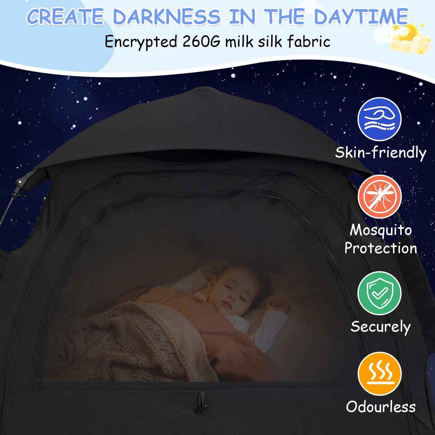YABORAS Sleep Tent for Pack N Play – Private Light-Blocking Baby Sleep Pod
