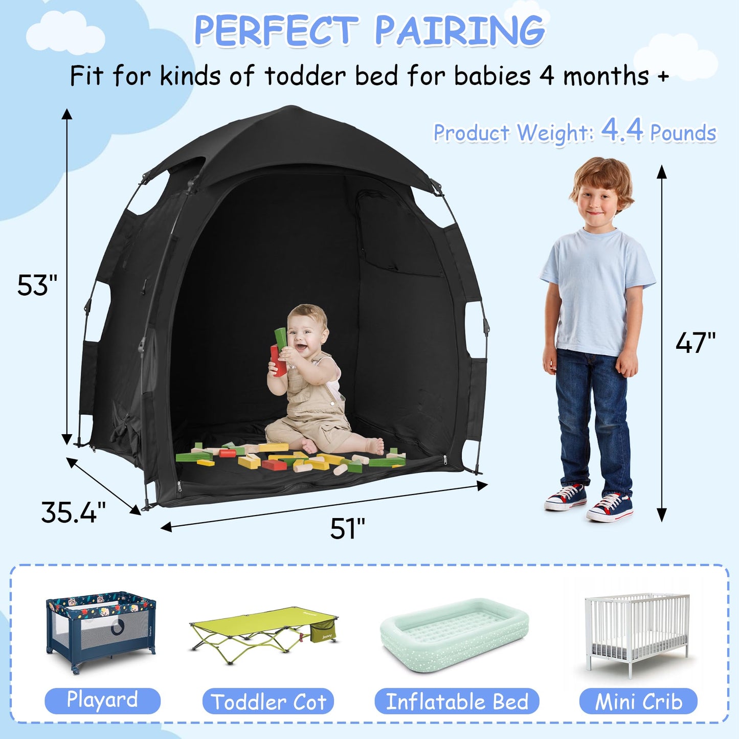 YABORAS Sleep Tent for Pack N Play – Private Light-Blocking Baby Sleep Pod